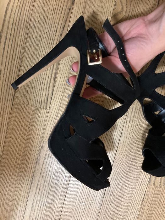 Czarne szpilki sandałki na szpilce Mango 38 sylwester seksowne