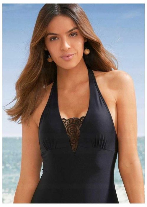 STRÓJ kostium KĄPIELOWY Z KORONKĄ /bonprix/ 38 CZARNY wyprzedaż TANIO!