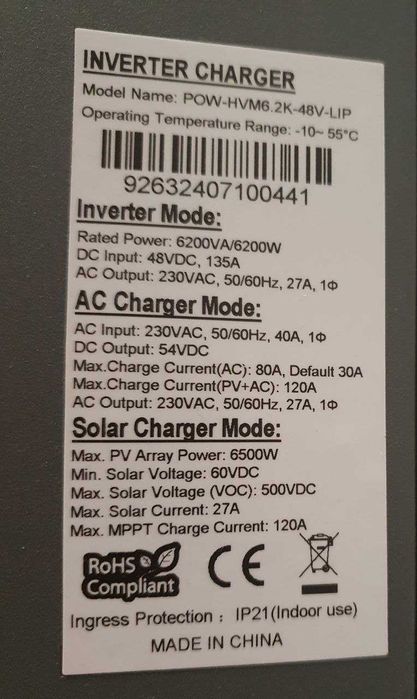 PowMR 18.6kW 6.2kW 220V 380V Трифазний інвертор