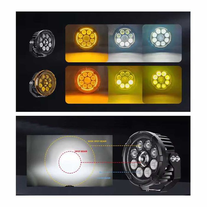 Faróis auxiliares LED 110W - Duplo feixe com DRL âmbar 4.5 pol