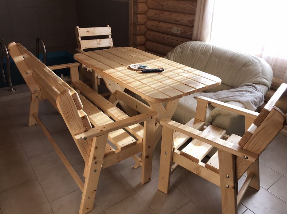 Дерев'яні меблі (садові меблі, лавки, столи, стільці) для саун, садиб.