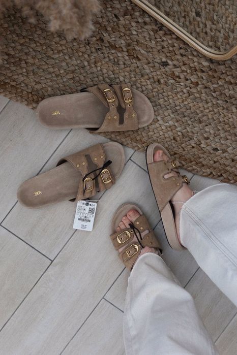 шльопанці замшеві Zara, 37,39