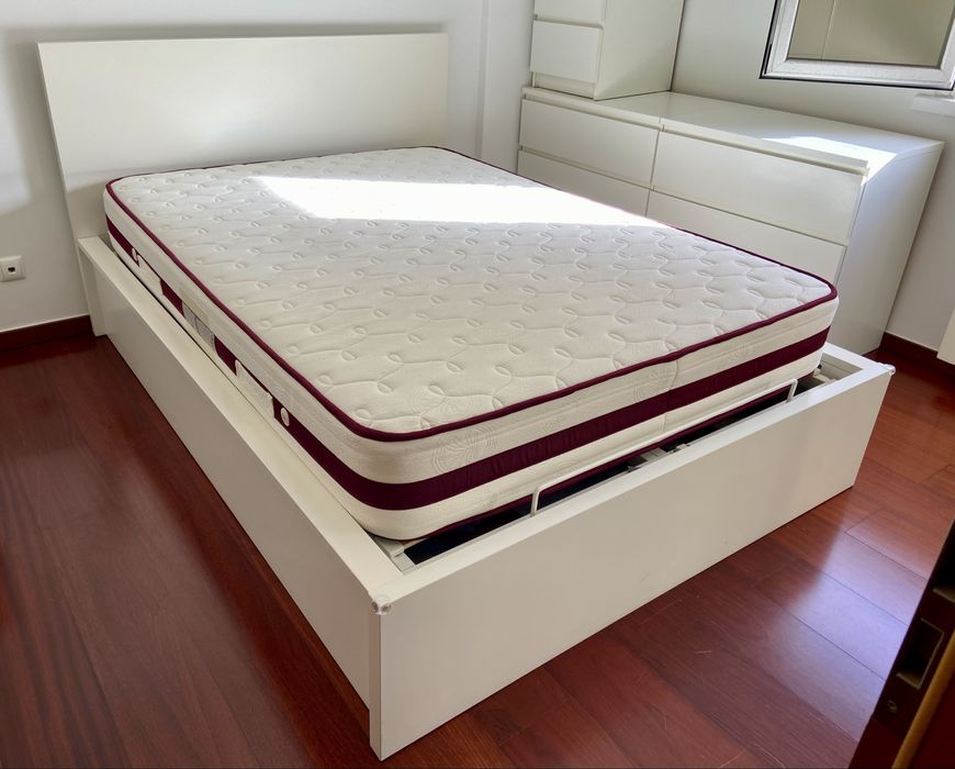 Cama + Colchão MALM IKEA 140x200 com arrumação