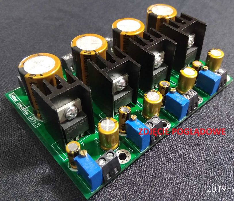 Płytka PCB zasilacz 4 torowy audio LM317