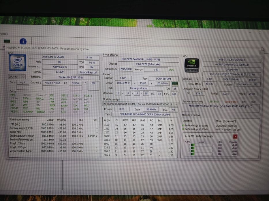Komputer gamingowy i5-7600K / GTX 1060 6 GB / 24 GB RAM / SSD