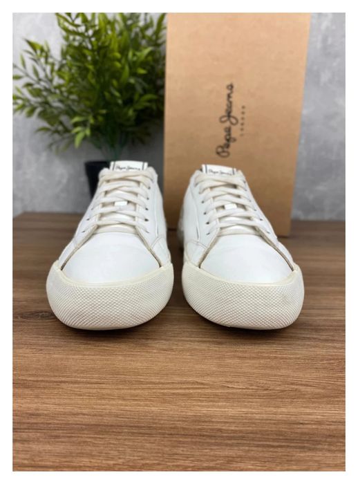 Buty Białe skórzane sneakersy Pepe Jeans Allen Low 39 - modny,