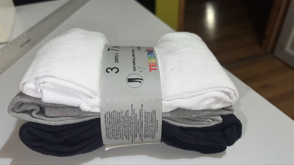 rajstopki 3 szt tezenis dziewczynka 110 cm granat szare białe