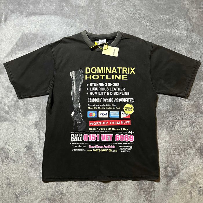 футболка Vetements Dominatrix Hotline S M L