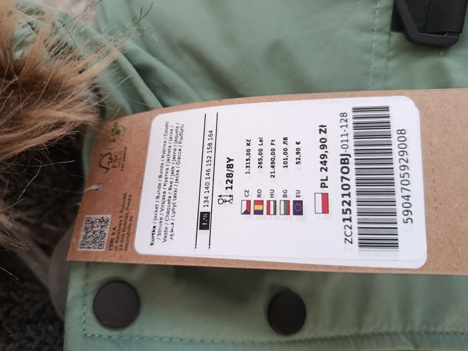 Kurtka zimowa coccodrillo nowa 122 128