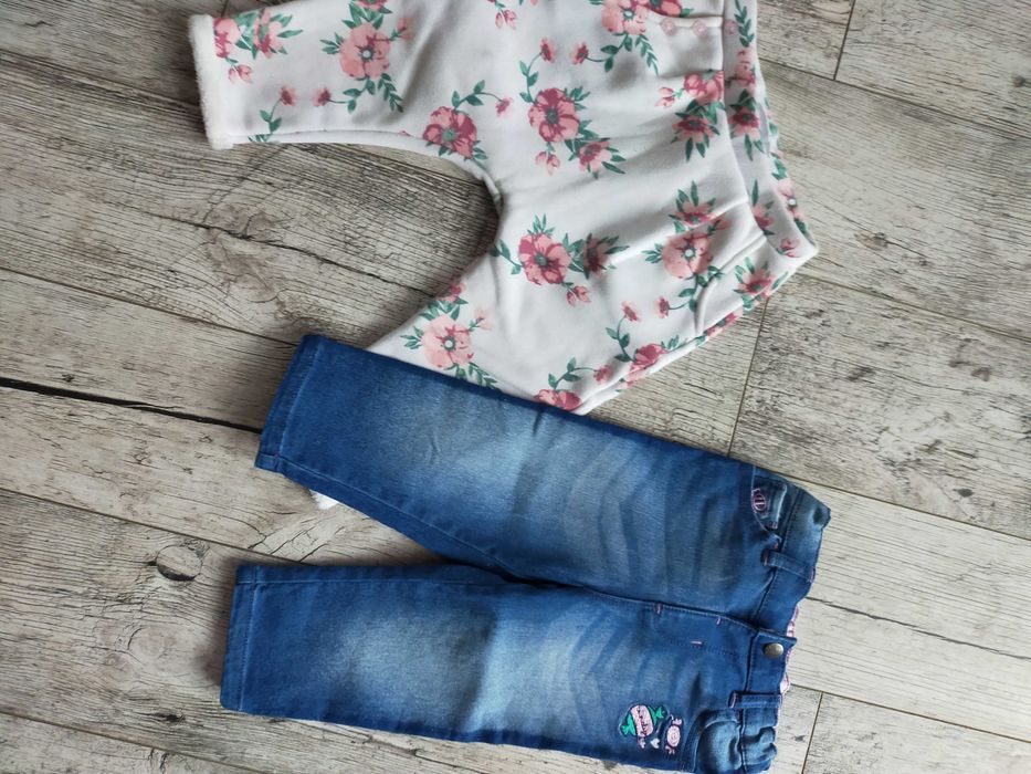 Spodnie jeansy 80 jesień zima 1 ocieplane