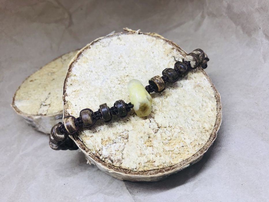 Biżuteria męska,bransoletka męska handmade duży Cytryn i łupina kokosa