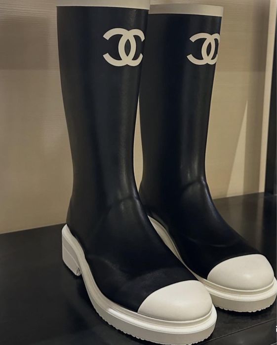 Сапоги резиновые розовые Chanel Шанель 38,39