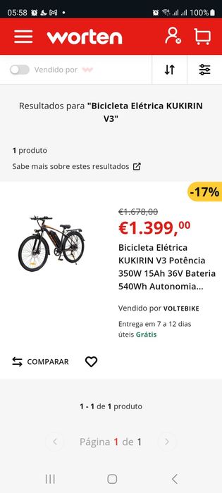 Bicicleta Elétrica KUKIRIN V3