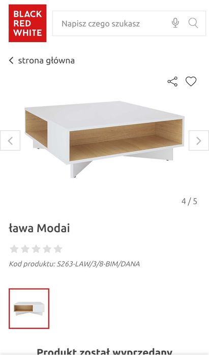 BRW Modai stolik kawowy ława stół kwadratowy 80x80x30