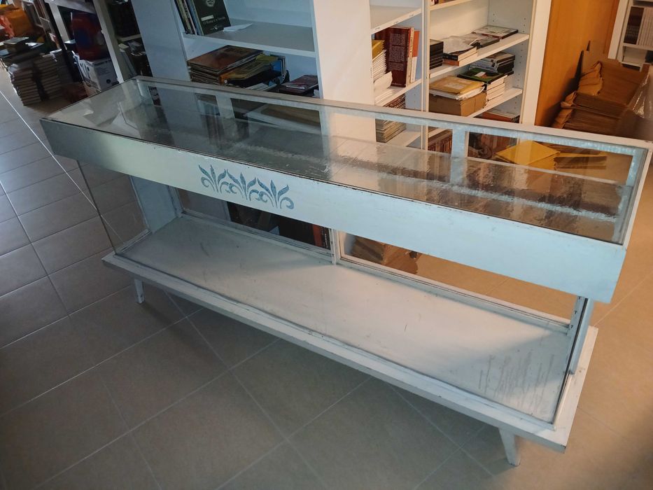 Antigo Balcão de Loja -  Madeira e Vidro - Expositor vintage