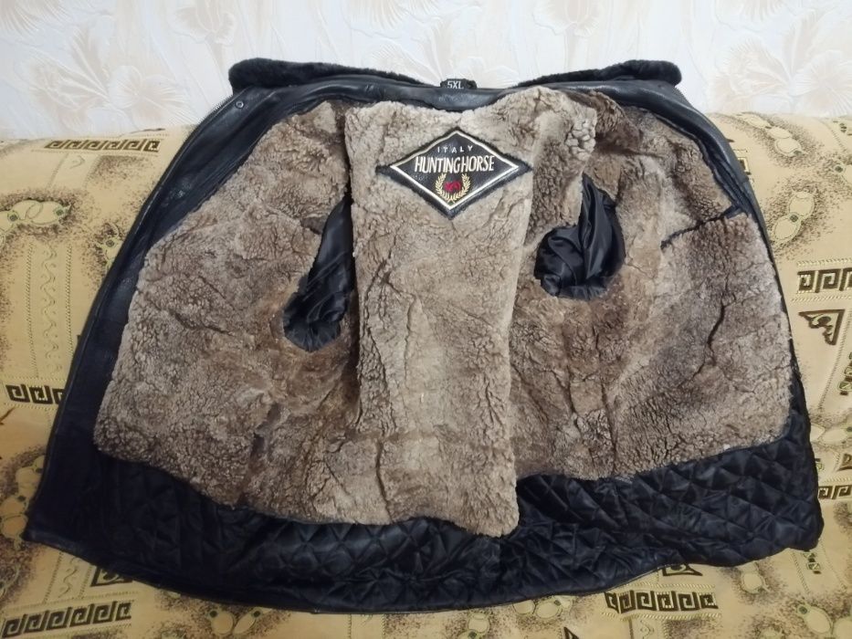 НОВАЯ!!! Кожаная куртка с мехом (овчина) 5XL