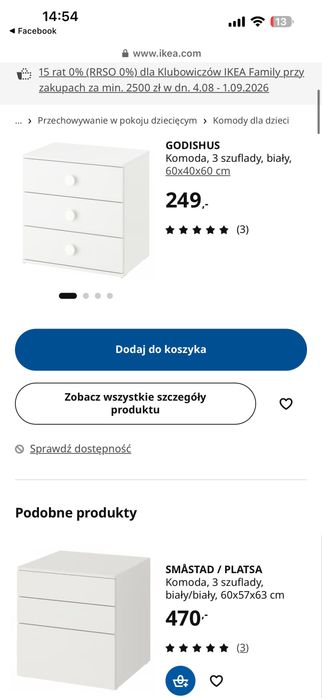 Szafa i dwie komody