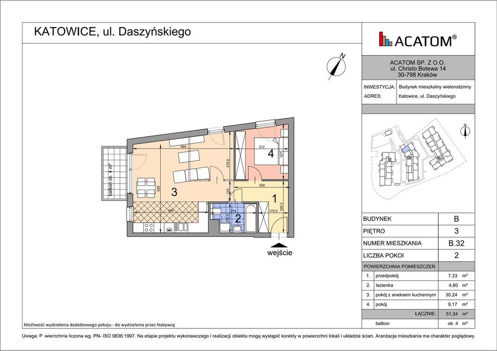 2-pokojowe mieszkanie 51m2 + balkon