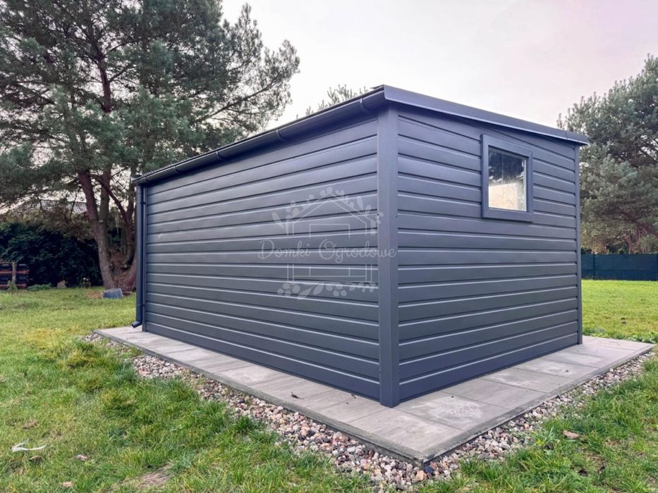 Schowek - domek ogrodowy 4x3 m  2x okno - antracyt ID1112