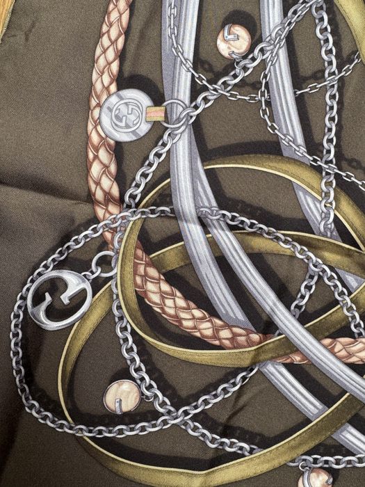 Apaszka Gucci khaki jedwab