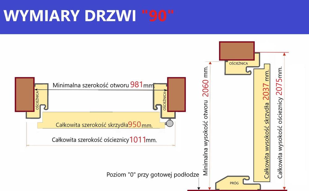 Drzwi wejściowe zewnętrzne 55 LI-03 2 kolory 80/90 L LUB P
