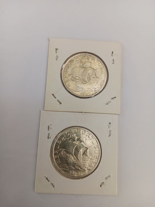 Colecção completa de moedas de 10 escudos, prata, caravelas