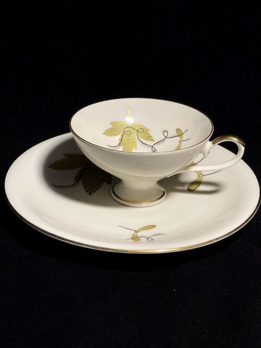 Чайная тройка позолота розовая роза Winterling Бавария Германия