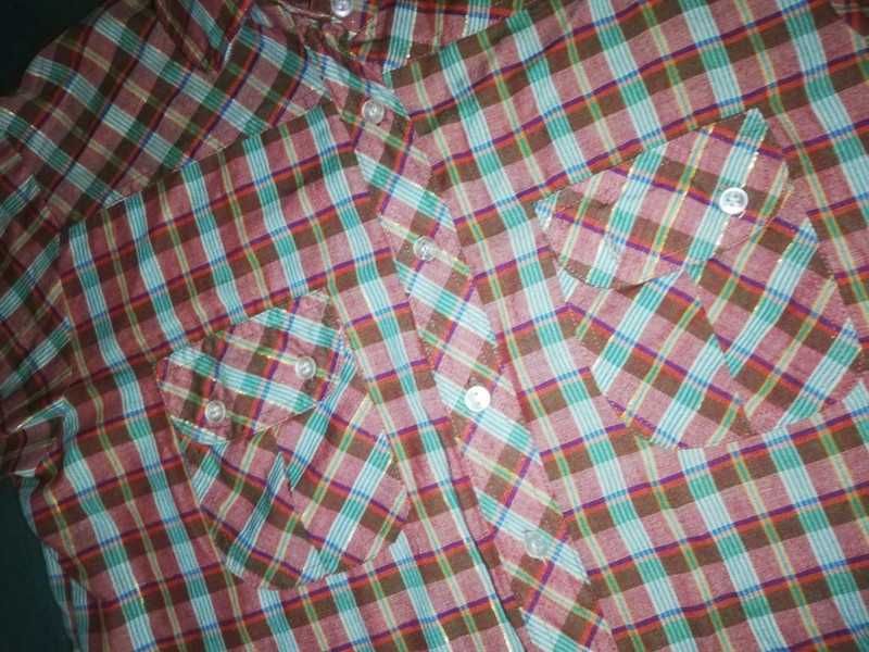 Bluzka mała bluzeczka krateczka ze zlota nitka 36