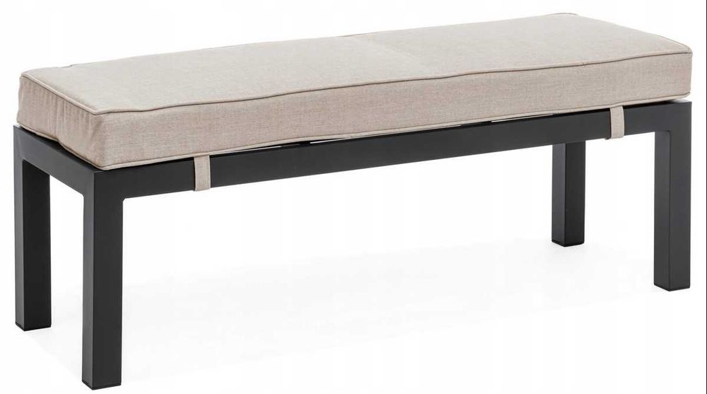 Meble ogrodowe tarasowe aluminiowe beżowe narożnik stół ławka obiadowy