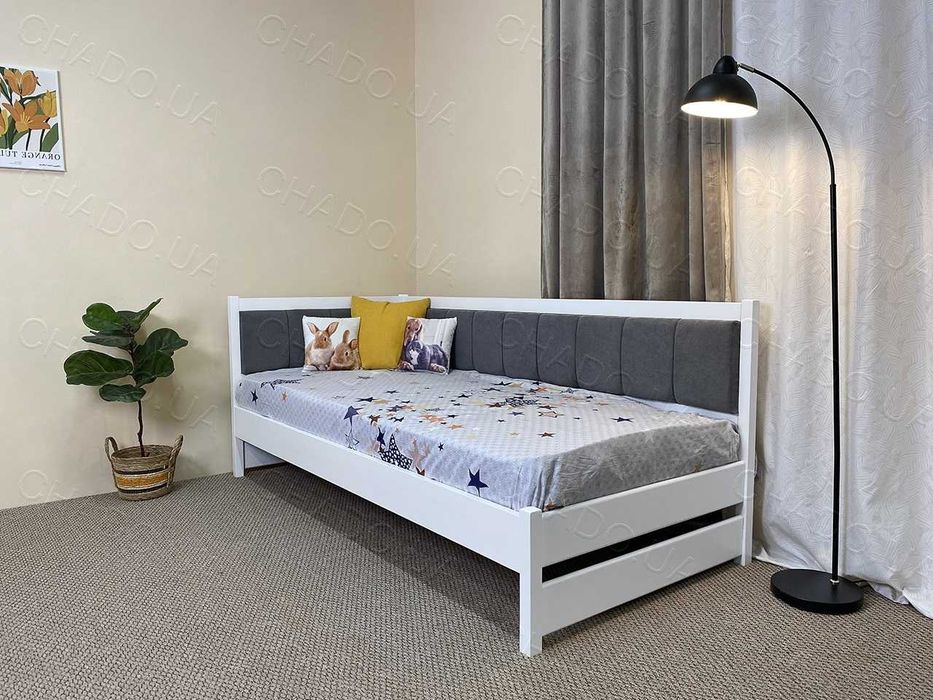 Ліжко 80х190 з матрацом м'яке в тканині, детская кровать, дитячі меблі