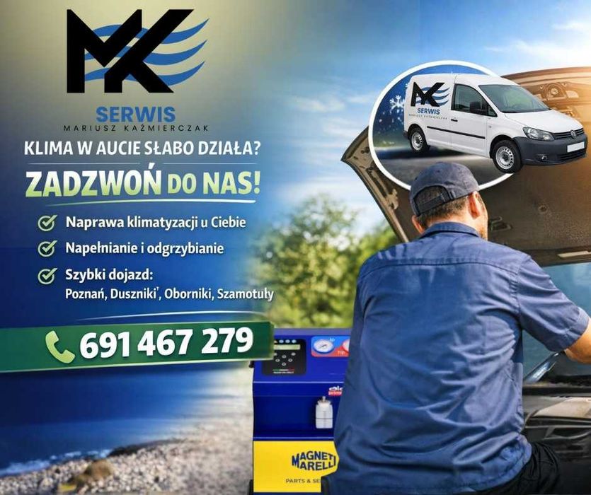 Mobilny serwis klimatyzacji Szamotuły z dojazdem do klienta. Osobowe, dostawcze i ciężarowe