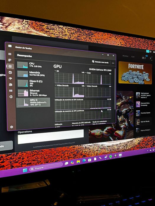 Pc gamer com ryzen 7 2700 , rtx 2060 e 16gb de ram.