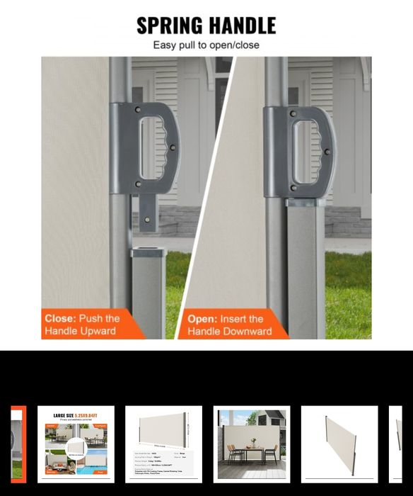 Toldo lateral retrátil 180x350cm