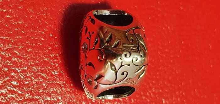 Jóia Conta Prata Esterlina (Prata d'Lei) S925 Conta Coração Flor Retro