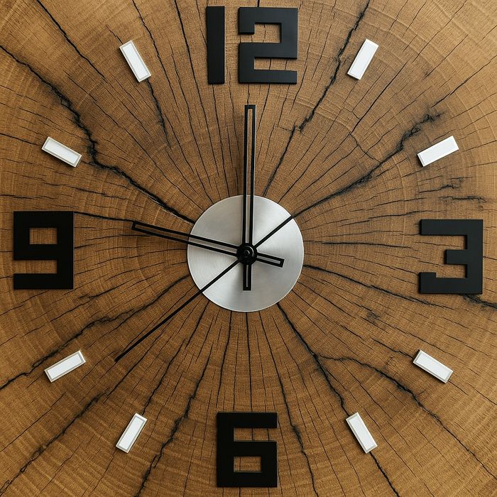 Unikat świata! Duży zegar z drewna – 64 cm, 18 kg, dostawa