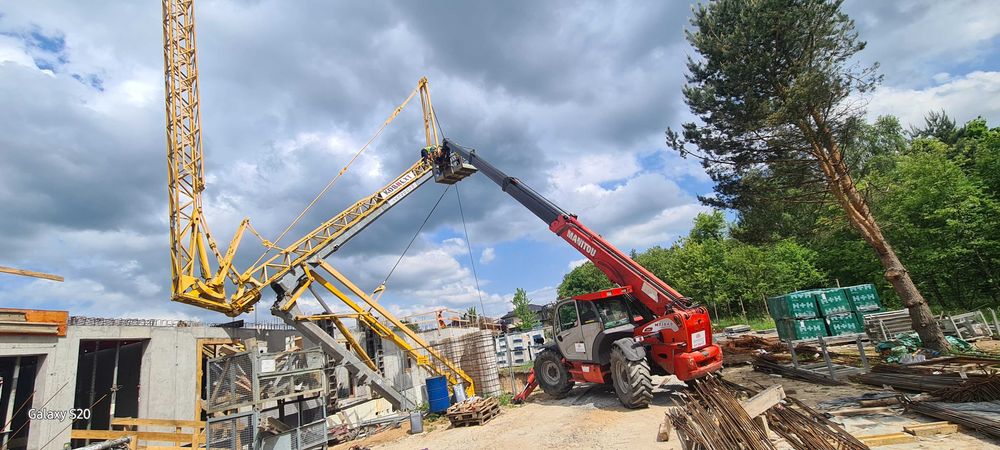 Usługi ładowarką MANITOU 21m Łyżka ,kosz, widły, wciągarka z hakiem