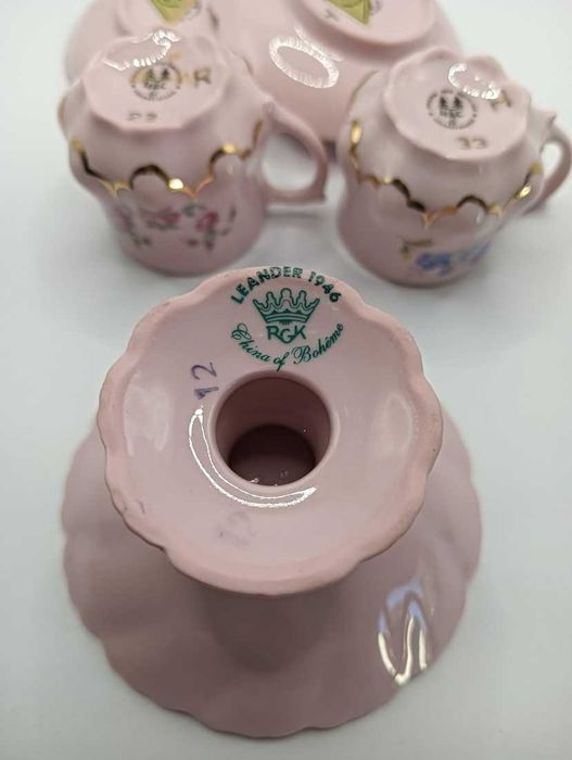 Różowa porcelana Chodov  filiżanki duo mini