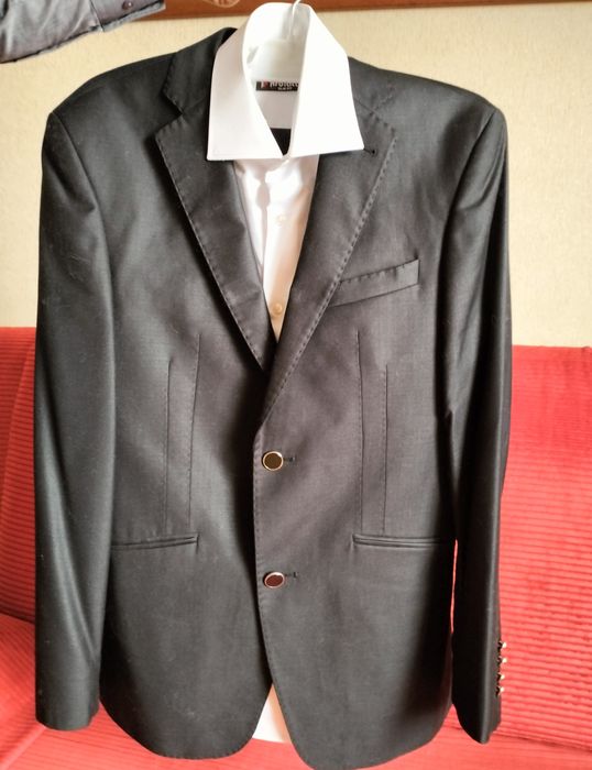 Новый итальянский черный классический мужской костюм 3ка с белой шелко