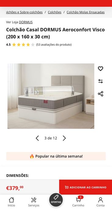 Colchão Casal DORMUS Aeroconfort Visco (200 x 160 x 30 cm)