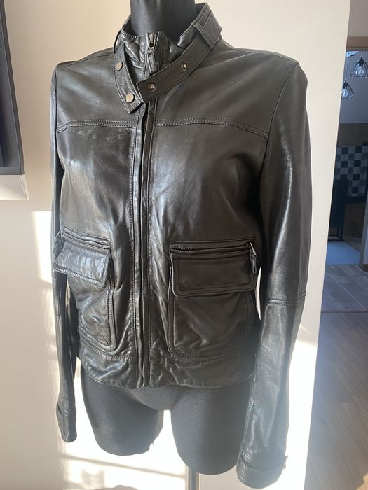 Czarna kurtka ze skóry damska Massimo Dutti