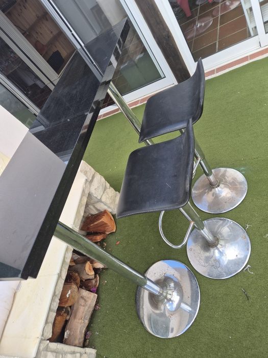2 x real marble bar tops + stools