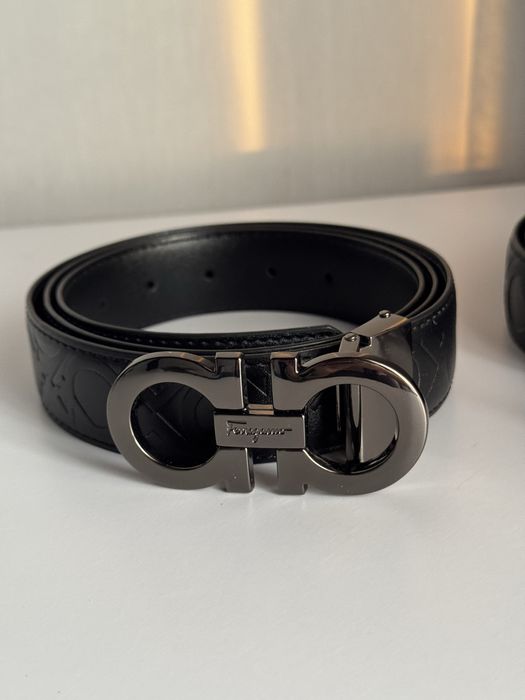 Чорний матовий чоловічий ремінь Salvatore Ferragamo