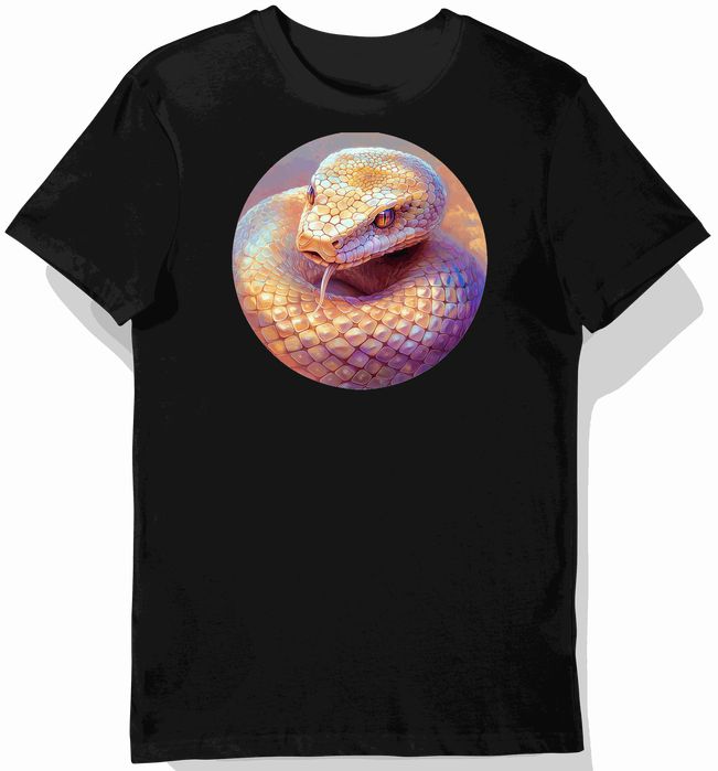 Koszulka męska czarna z nadrukiem tanecznego węża pustyni L