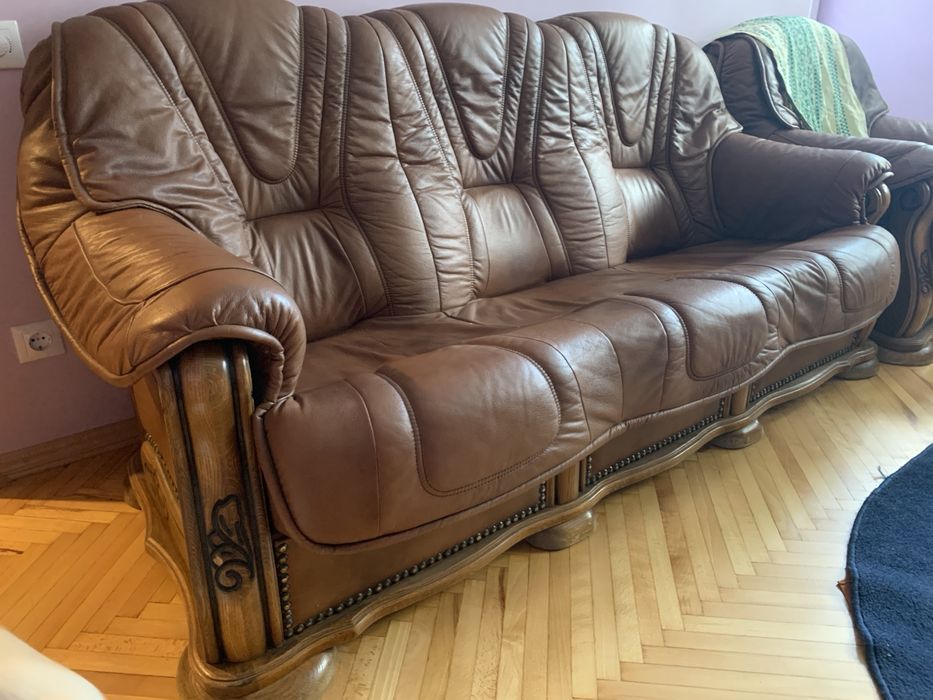 Шкіряний диван і крісло