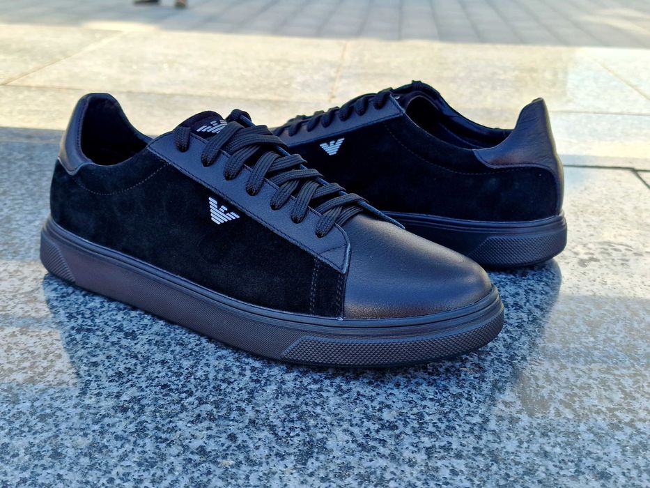 Мужские кожаные замшевые черные синие белые базовые кеды кроссовки!!!