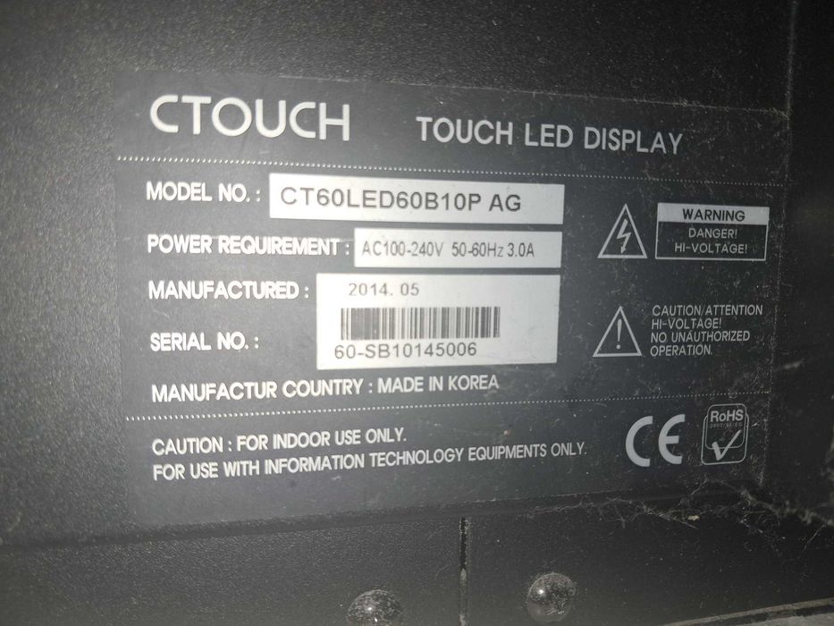 Monitor Ecran Display LED de * 60 polegadas * TOUCHSCREEN * CTOUCH Leddura MX Business