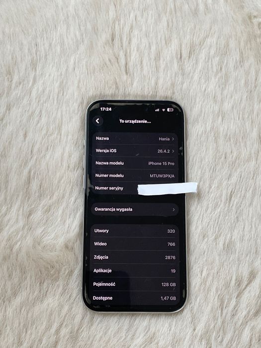 iPhone 15 Pro 128GB - bardzo dobry stan -bateria 86%