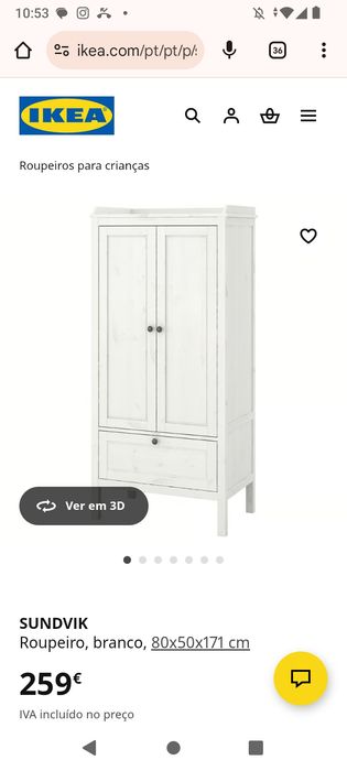 Roupeiro Infantil 2 portas e 1 gaveta