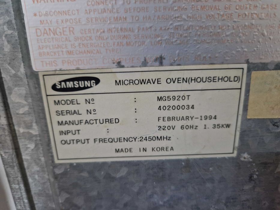 Micro Ondas Samsung MG5920T - Avariado