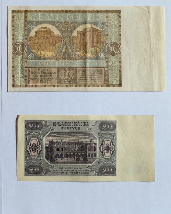 Zestaw 3x 50 zł 1929 + 20 zł 1948 r.